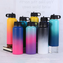 Double Wall Vacuum Insulated Stainless Steel Sports  Wide Mouth Water Bottle  with BPA Free Straw Lid